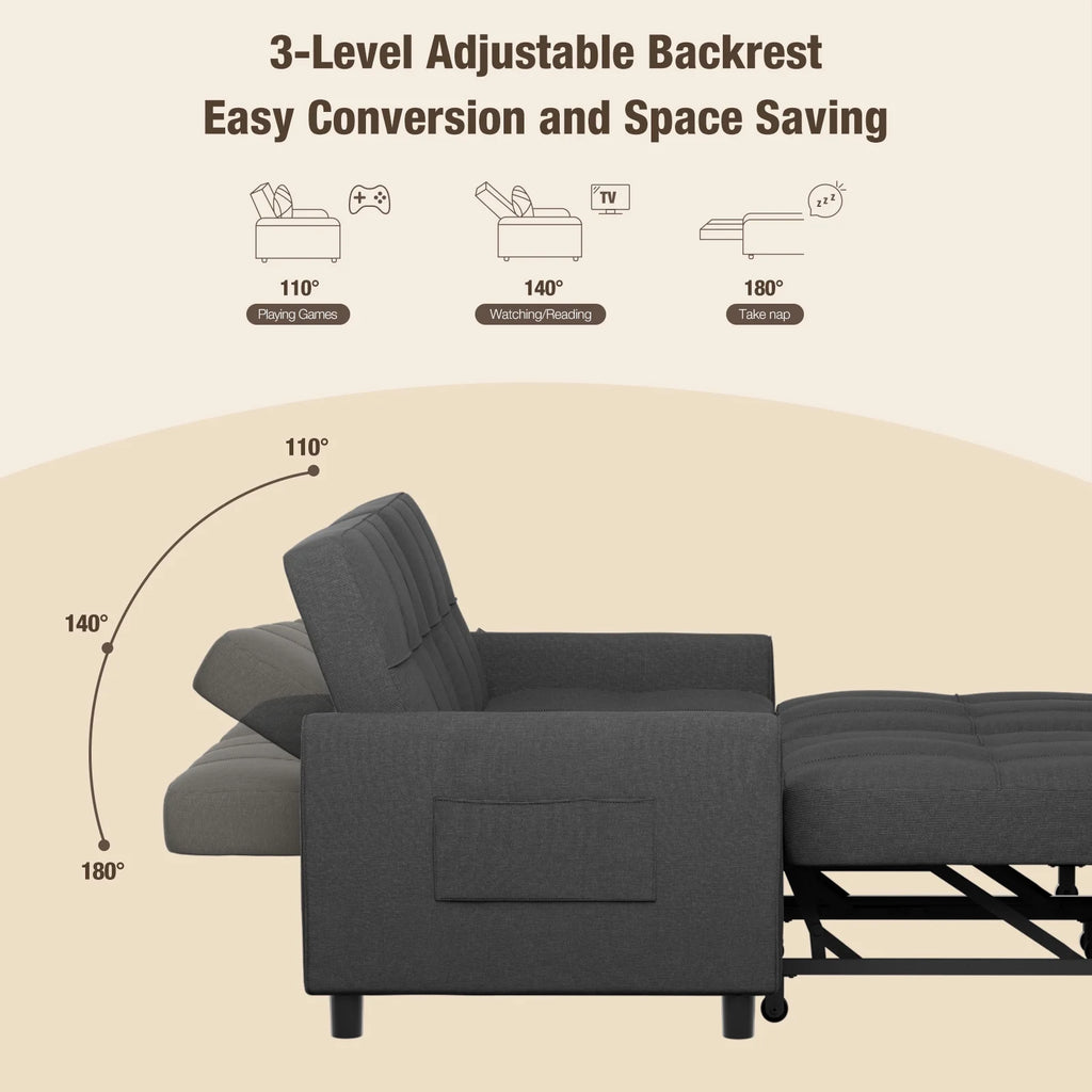Gray Convertible Sofa Bed V116