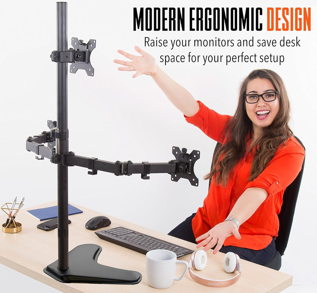 Freestanding Triple Monitor Mount Desk Stand with VESA Mounts V532