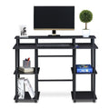 Espresso Black Computer Desk with Top Shelf S502