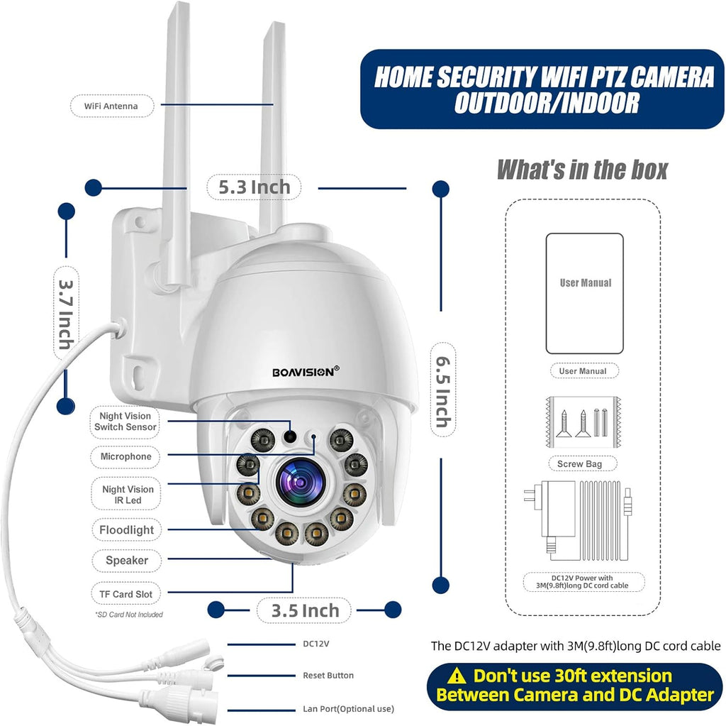 Wireless WiFi IP Camera Outdoor 360° View HD 1080P Full Color Night Vision J398506