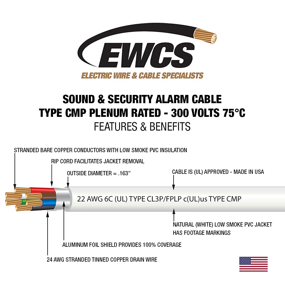 22 AWG 6/C Shielded Sound & Security Cable - 1000 Feet E2063