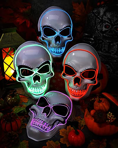 4 Pcs LED Light up Skull Mask K6723