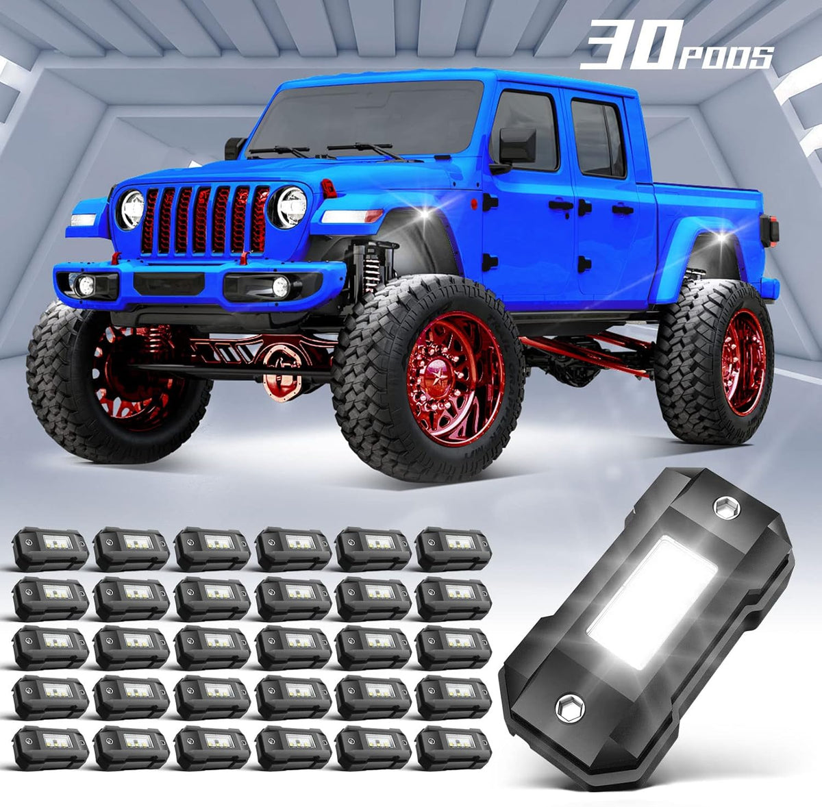 White 8 Pod Waterproof LED Rock Lights H79287