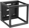 9U Hinged Open Frame Wall-Mount Network Rack, 4-Post 24 Inch Depth J115