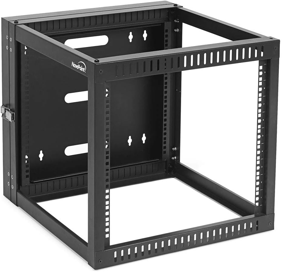 9U Hinged Open Frame Wall-Mount Network Rack, 4-Post 24 Inch Depth J115