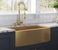 30-Inch Apron-Front Farmhouse Kitchen Sink Brass Tone Matte Gold Stainless Steel Single Bowl T955322