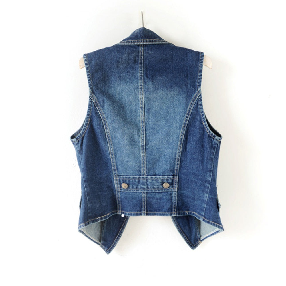 Washed Blue Denim Vest Waistcoat Jacket C969495