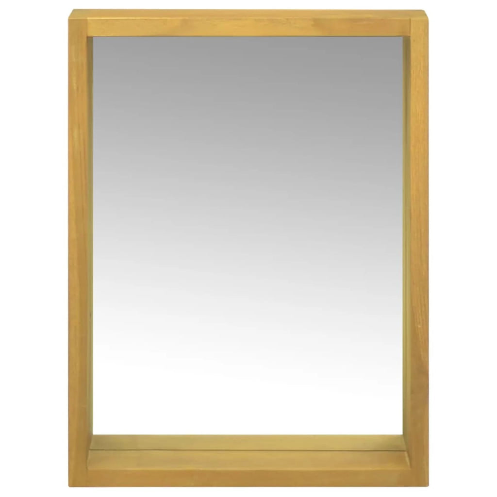 Wall Mounted Teak Wood Mirror Cabinet with Open Shelf N92169