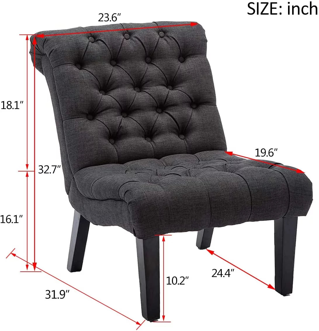 Gray Fabric Upholstered Accent Chair with Wood Legs B683117