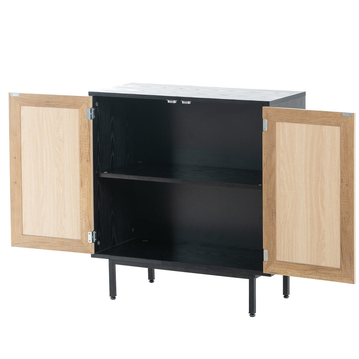 Black Rattan Storage Cabinet with 2 Doors C651