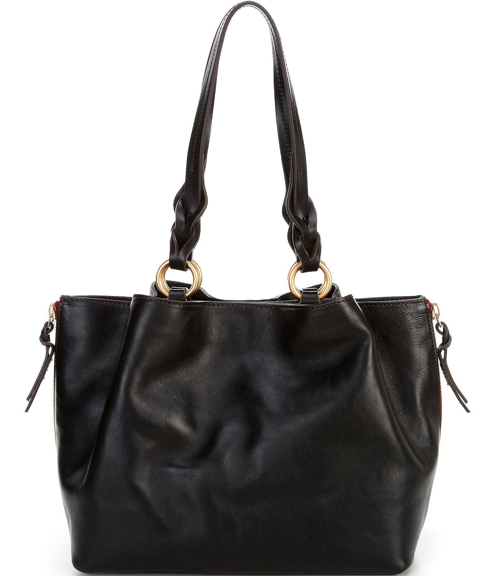 Large Zip Florentine Leather Black Bag V107577