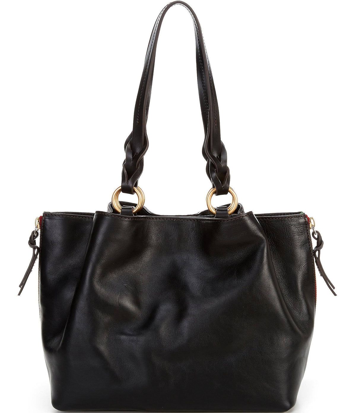 Large Zip Florentine Leather Black Bag V107577