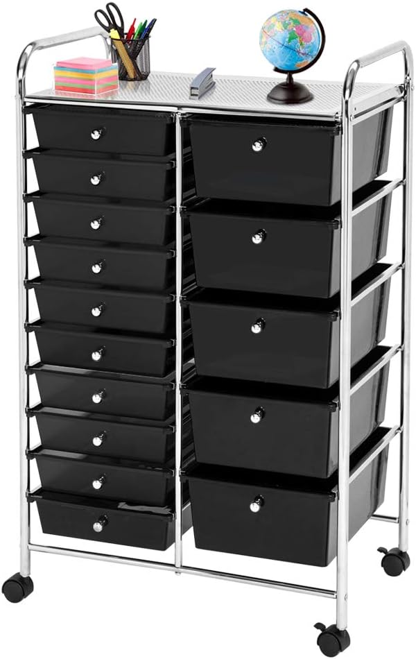 15-Drawer Rolling Storage Cart (Black) N537