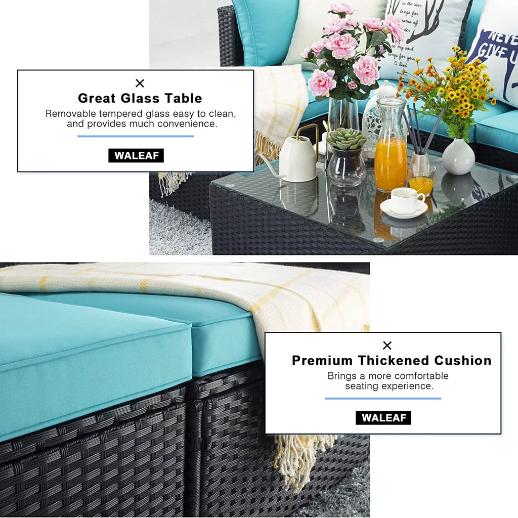 5 Pieces Rattan Wicker Sectional Sofa Set with Table M4362