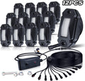 White LED Rock Lights Kit 12 Pods with Switch 21ft Wiring Harness H71073