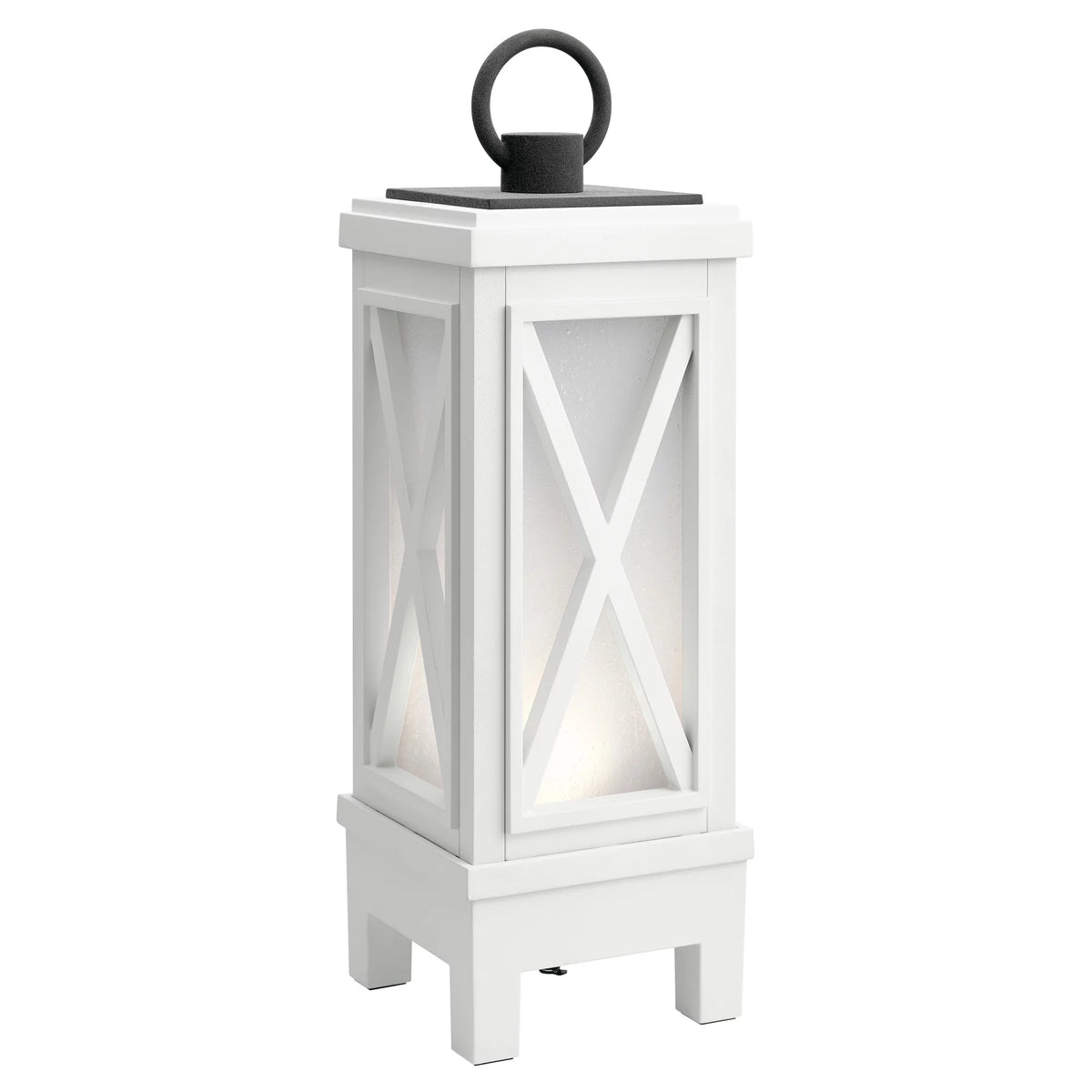 19" Tall Portable Outdoor Lantern Style Lamp - White D757