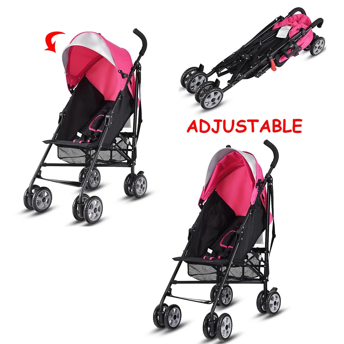 Folding Lightweight Umbrella Stroller with Storage Basket Black C326