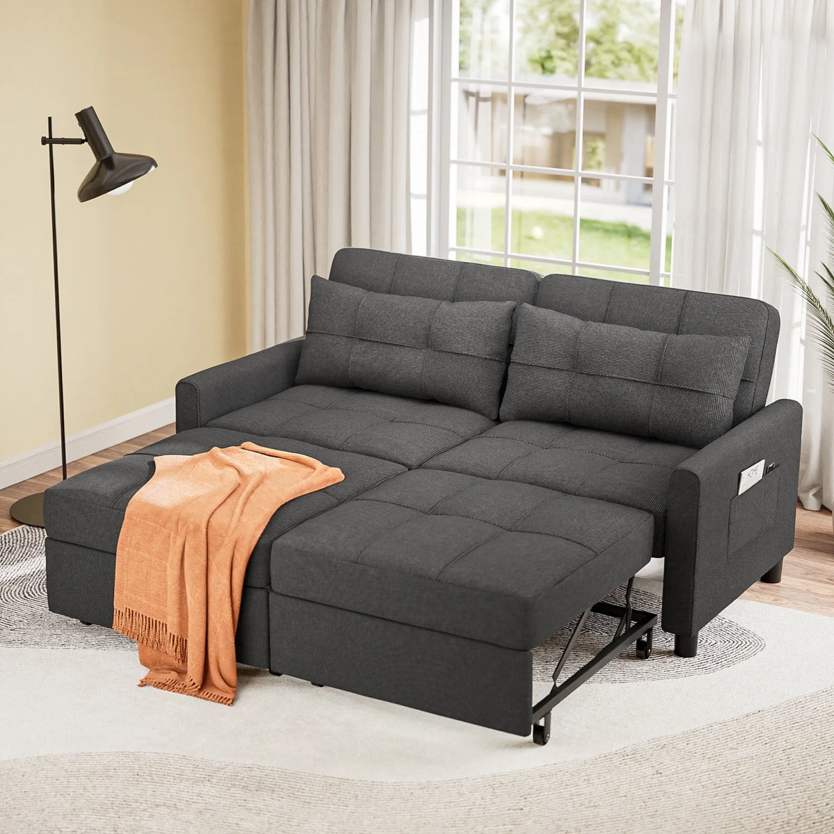 Gray Convertible Sofa Bed V116