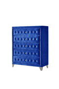 Blue Velvet Upholstered 5-Drawer Chest R33226