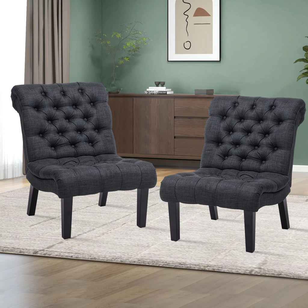 Gray Fabric Upholstered Accent Chair with Wood Legs B683117