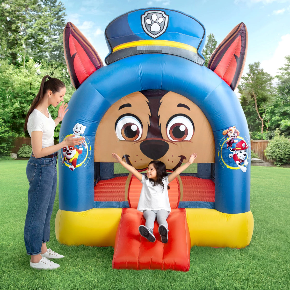 Inflatable Bounce House with Heavy Duty Blower, Ground Stakes, Repair Patches and Storage Bag A85202