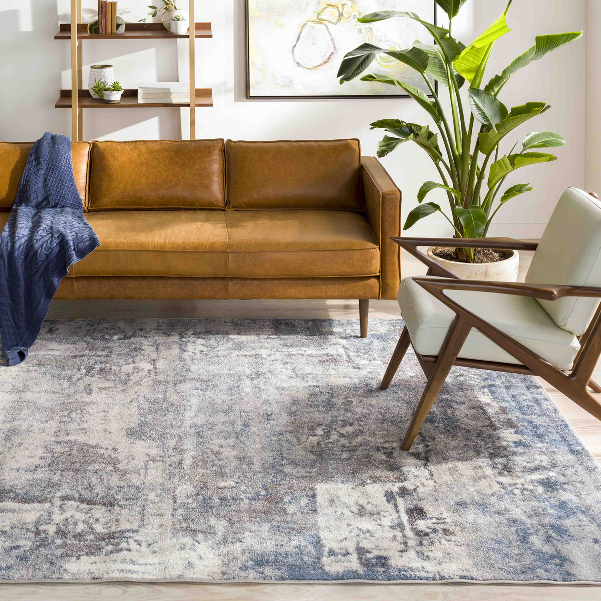 7x7 Teal Square Area Rug A95788