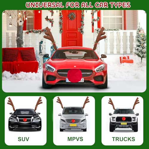Car Reindeer Antler and Nose Kit Decoration Set V6752